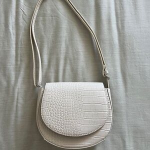 White Faux Croc Crossbody